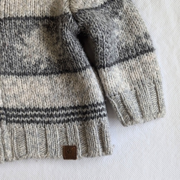 canadiana chunky knit zipper close shawl collar cardigan sweater 0-3 months baby - Picture 3 of 8